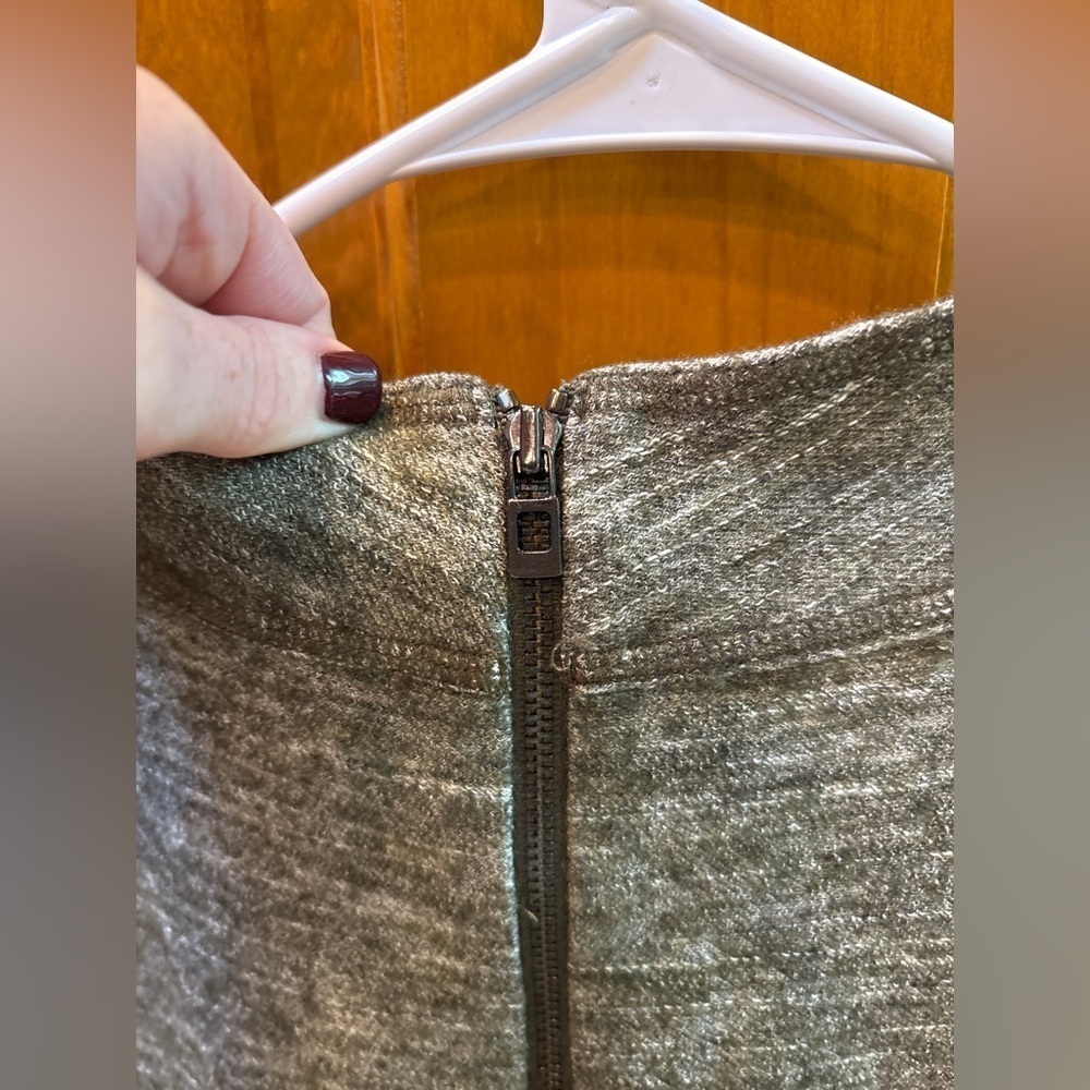 W By Worth Heather Green Sleevless Wool Knit Dress Mock Neck Drawstring Waist - Picture 7 of 13
